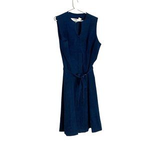 Herbert LEvy Womens Size 18.5 Skinner Ultra Suede Fabric Dress Midi Belted VNeck